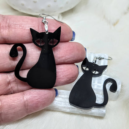 Acrylic Cat Earrings Black Cat Laser Cut Earrings