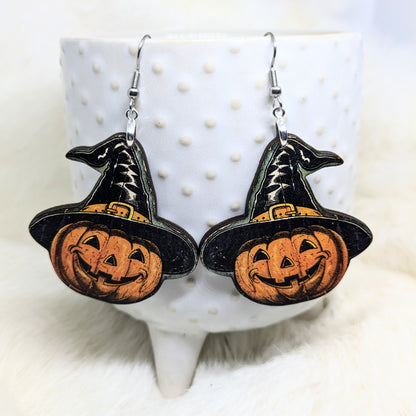 Pumpkin Witch Hat Earrings