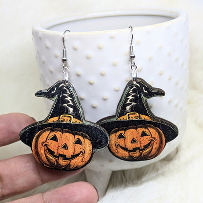 Pumpkin Witch Hat Earrings