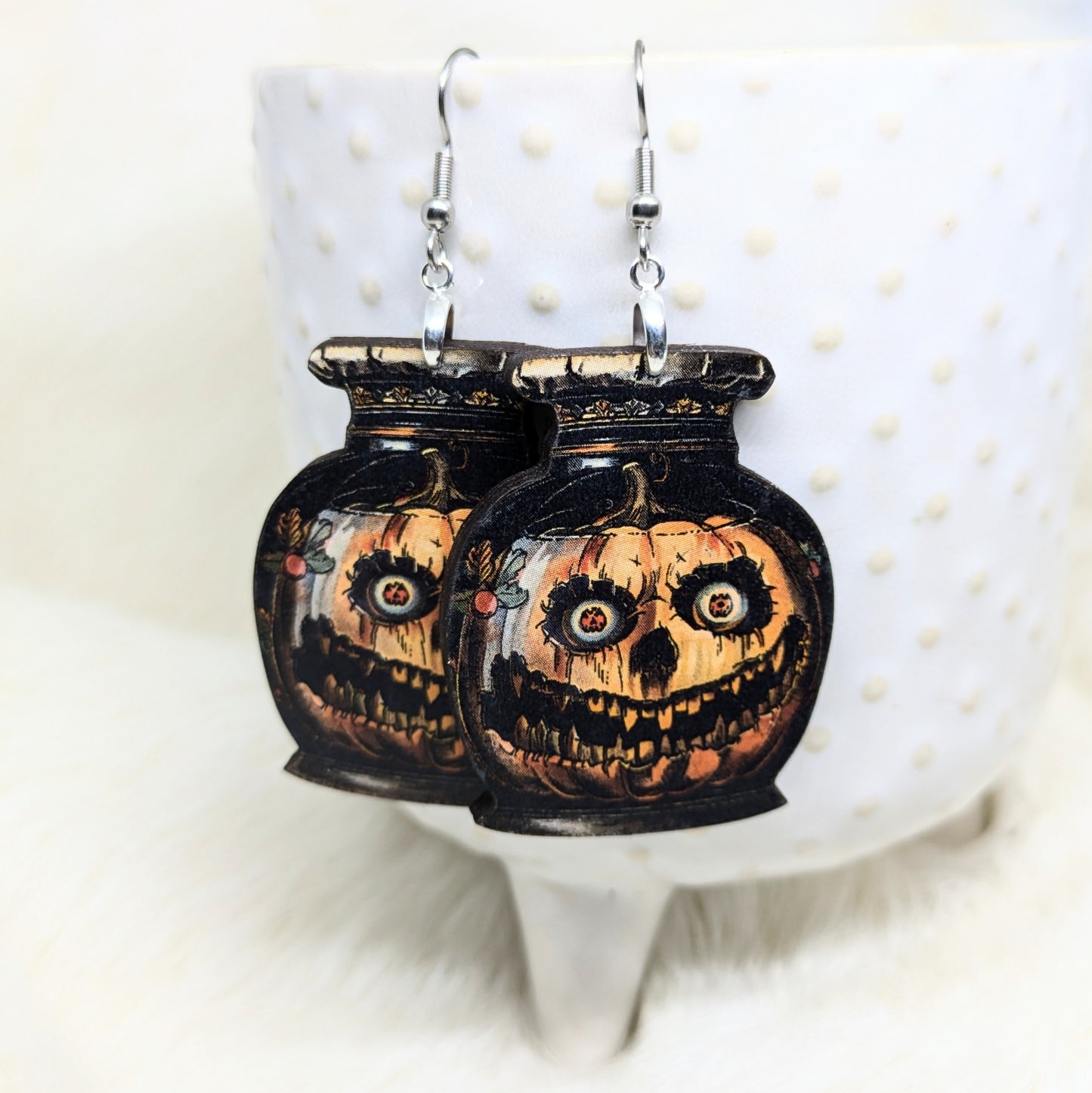 Creepy Pumpkin Jar Earrings