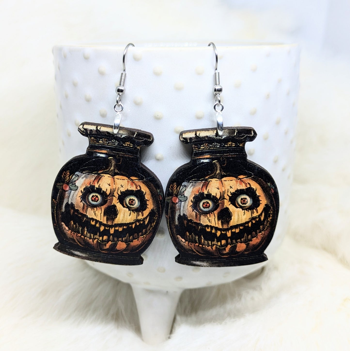 Creepy Pumpkin Jar Earrings