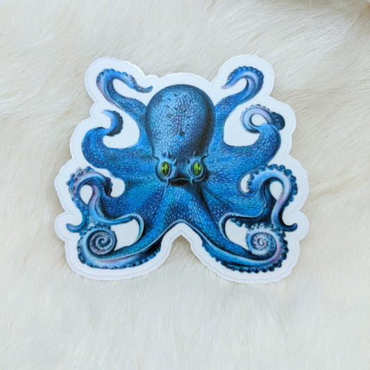 Blue Octopus Sticker Vintage Image Sticker