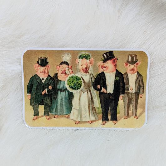 Wedding Pigs Sticker Vintage Image Sticker