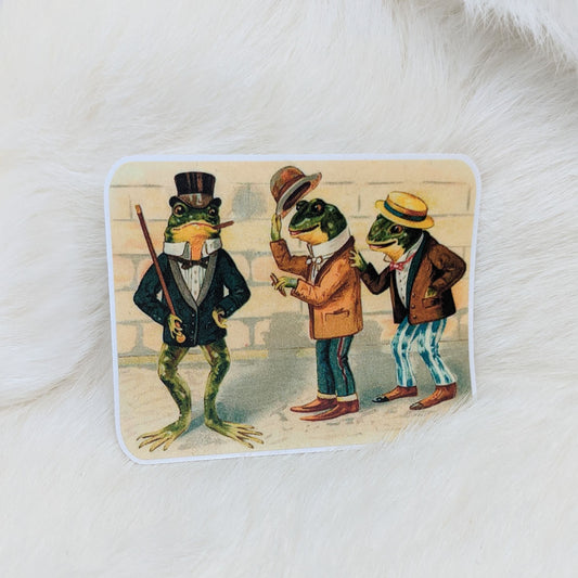 Frog Friends Sticker Vintage Image Sticker