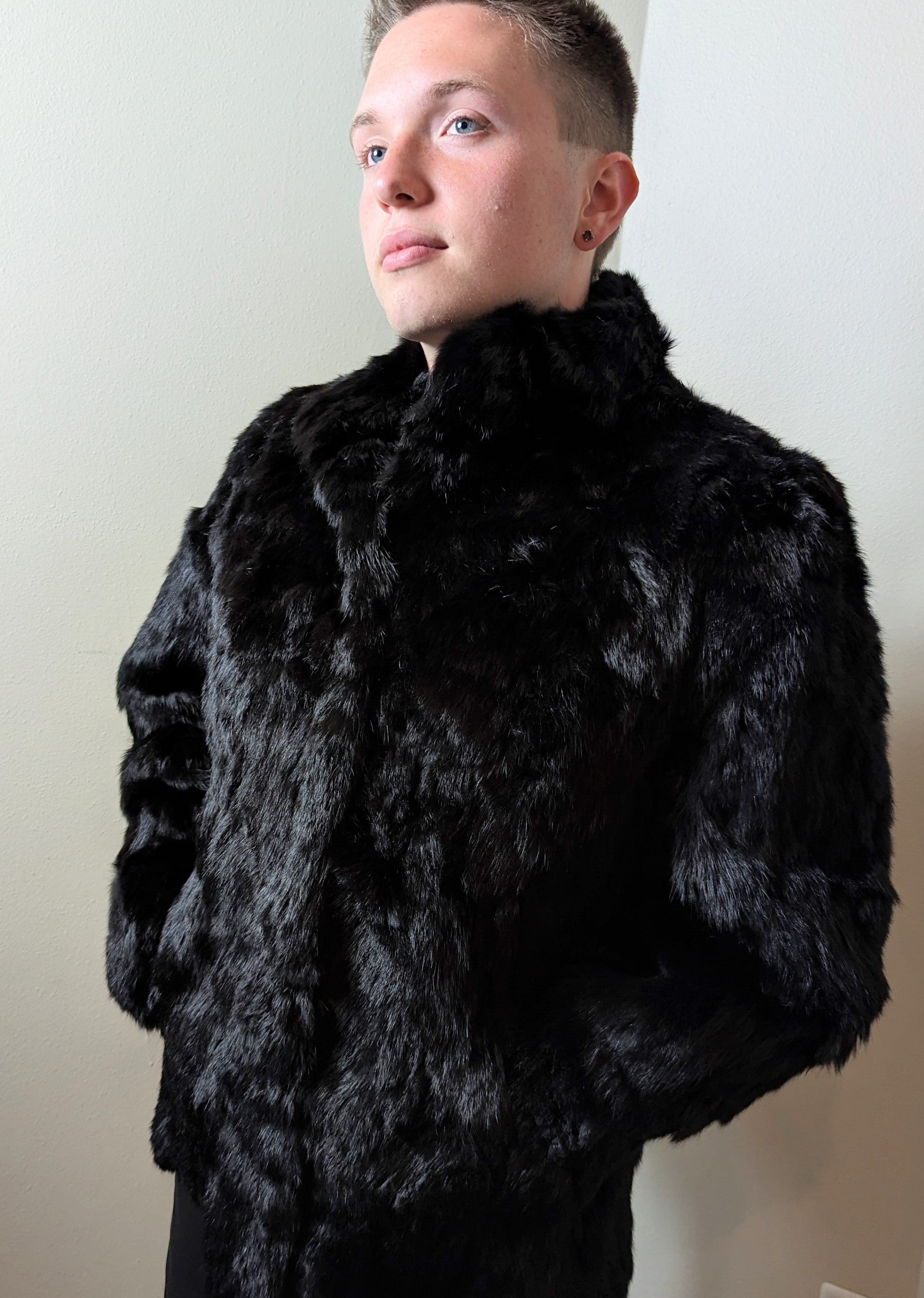 VTG Rabbit Fur Coat Black Size Medium. on sale Great condition!! Gorgeous!