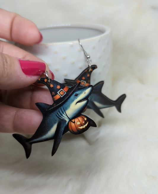 Halloween Shark Earrings Double Sided