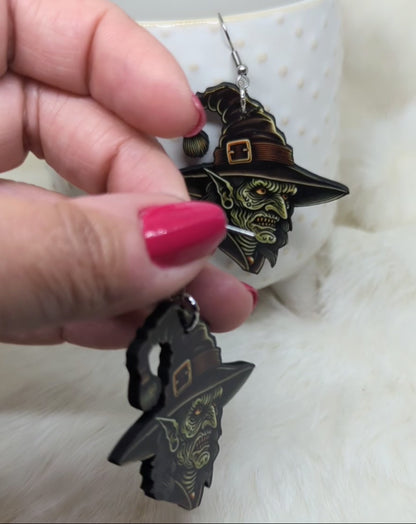 Halloween Witch Earrings Double Sided