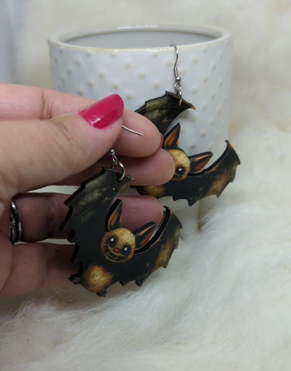 Batty Batterson Bat Earrings Double Sided