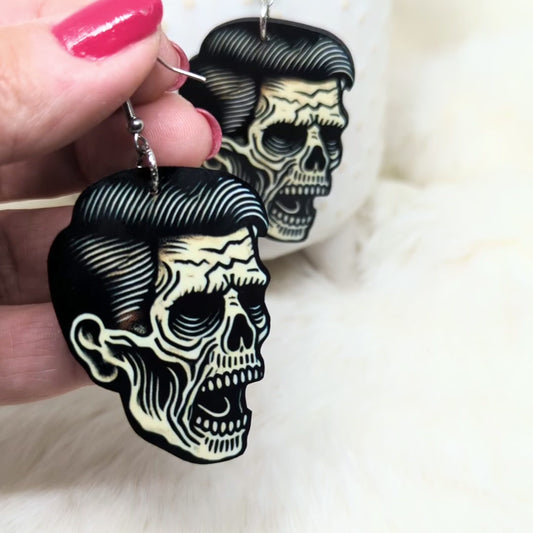 Zombie Head Earrings Double Sided