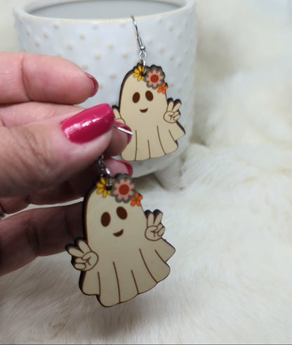 Hippie Ghost Earrings Double Sided