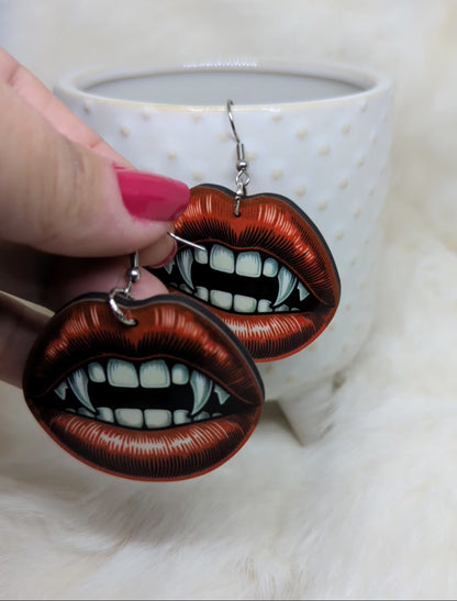 Vampire Lips Earrings Double Sided