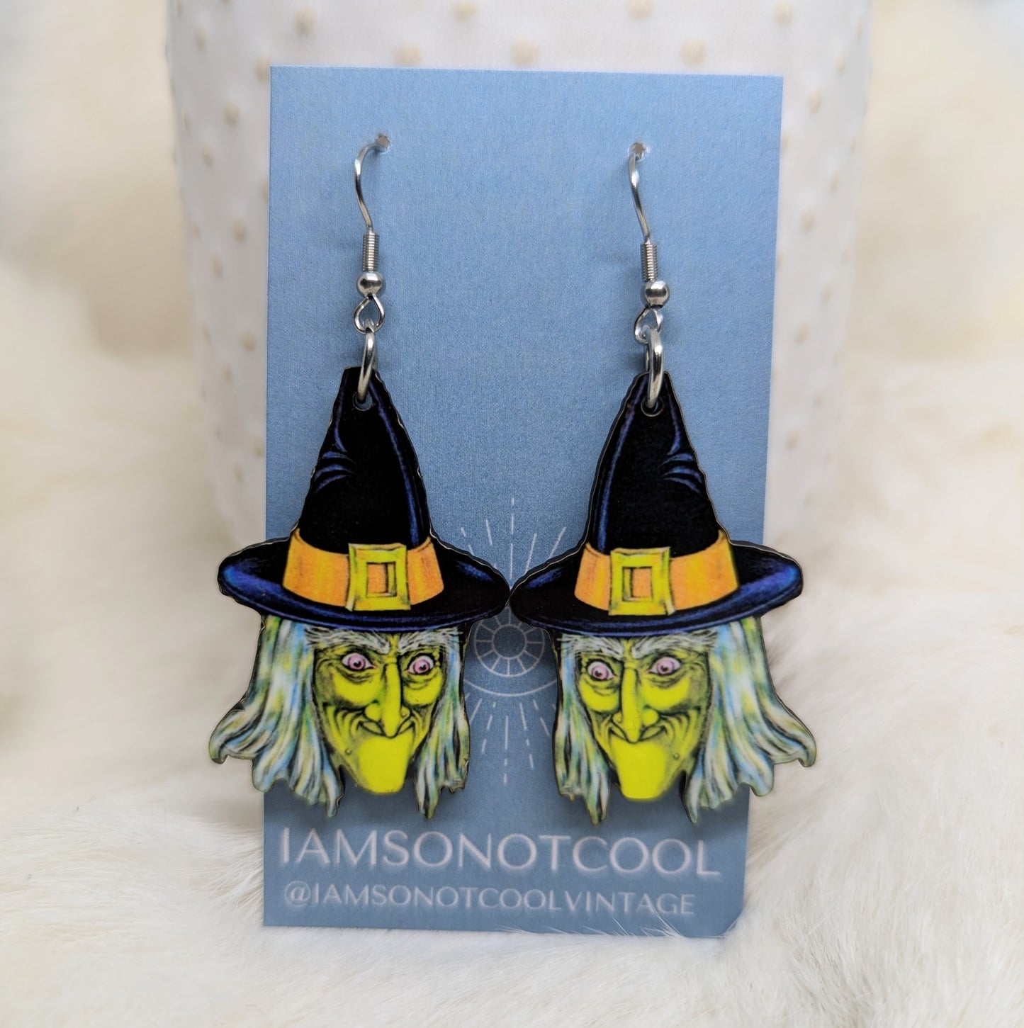 Green Witch Earrings Double Sided