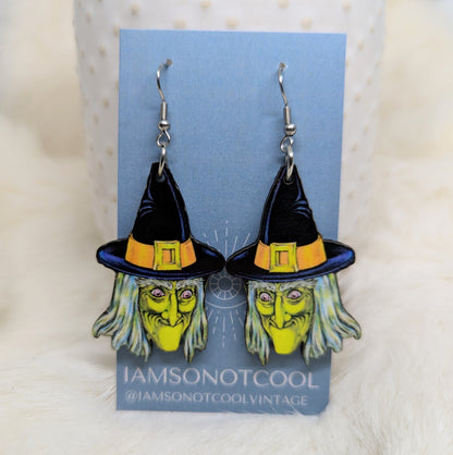 Green Witch Earrings Double Sided