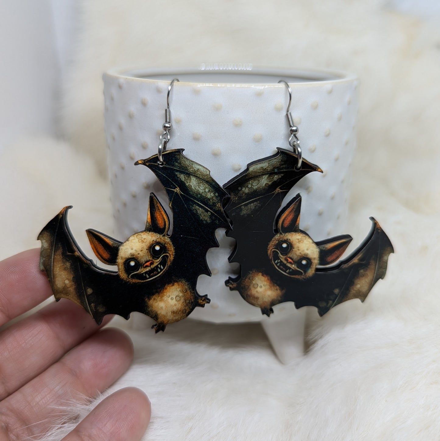 Batty Batterson Bat Earrings Double Sided