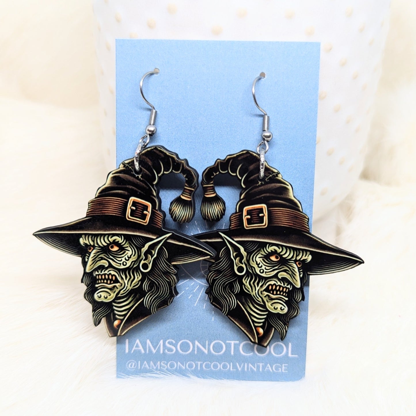 Halloween Witch Earrings Double Sided