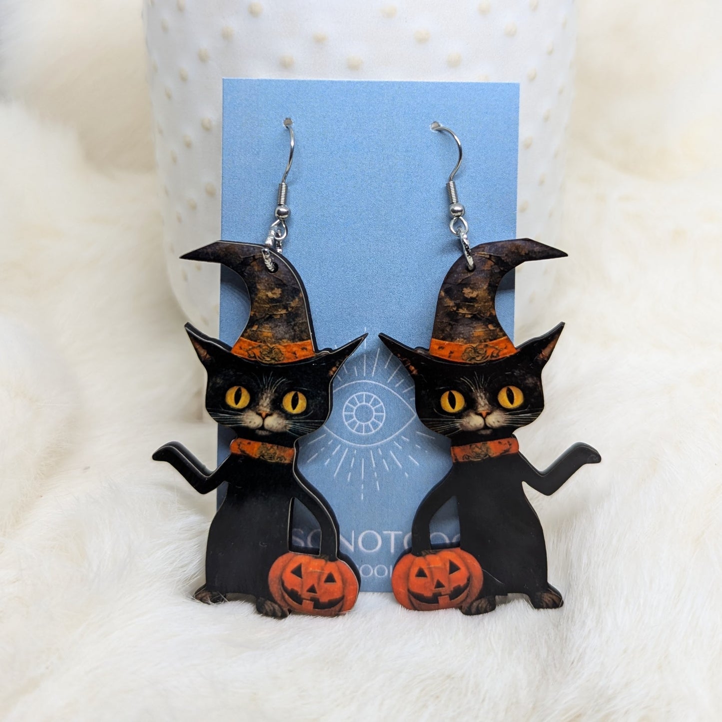 Scaredy Cat Earrings Double Sided