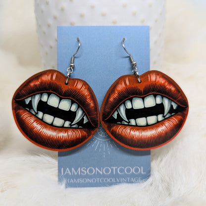 Vampire Lips Earrings Double Sided