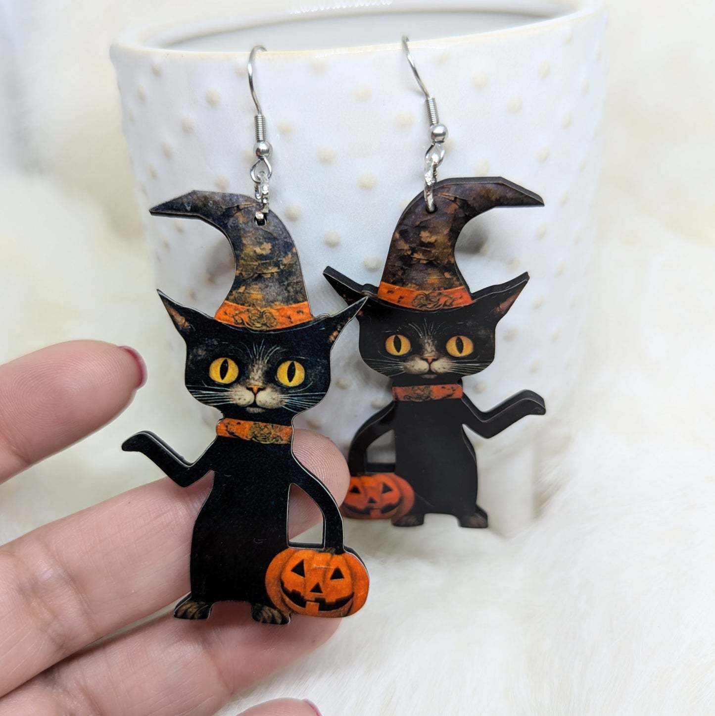 Scaredy Cat Earrings Double Sided