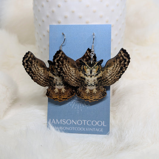 Owl Earrings Double Sided