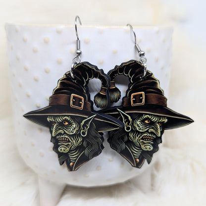 Halloween Witch Earrings Double Sided