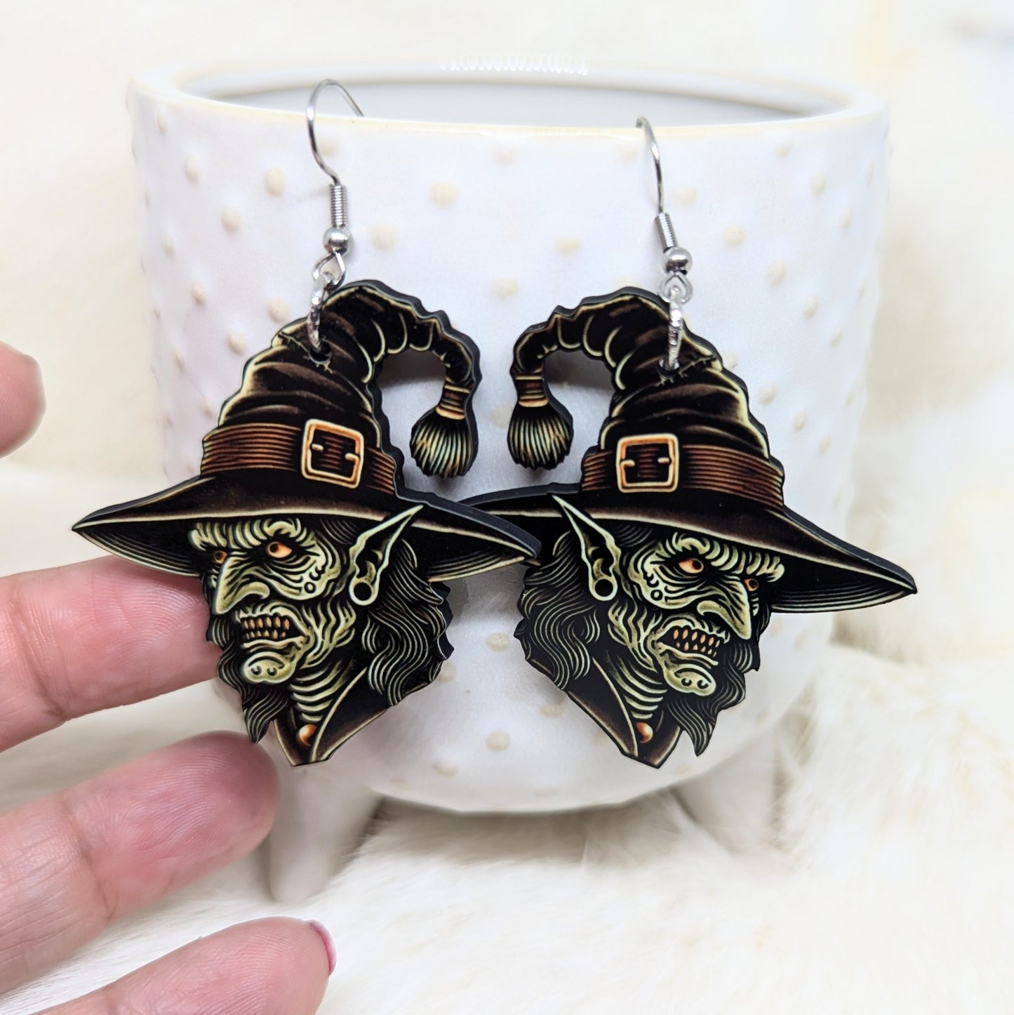 Halloween Witch Earrings Double Sided