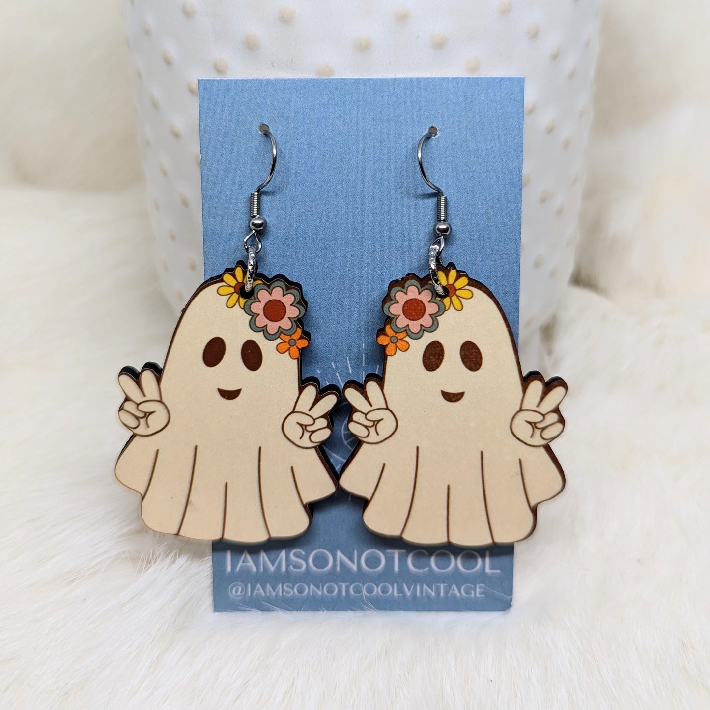 Hippie Ghost Earrings Double Sided