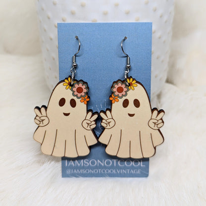 Hippie Ghost Earrings Double Sided