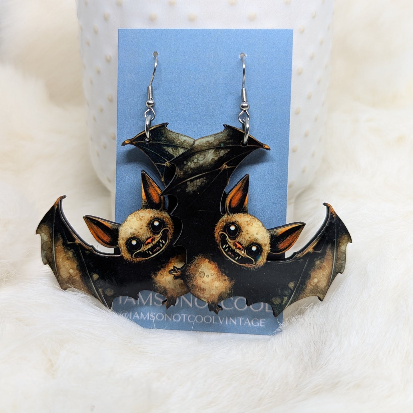 Batty Batterson Bat Earrings Double Sided